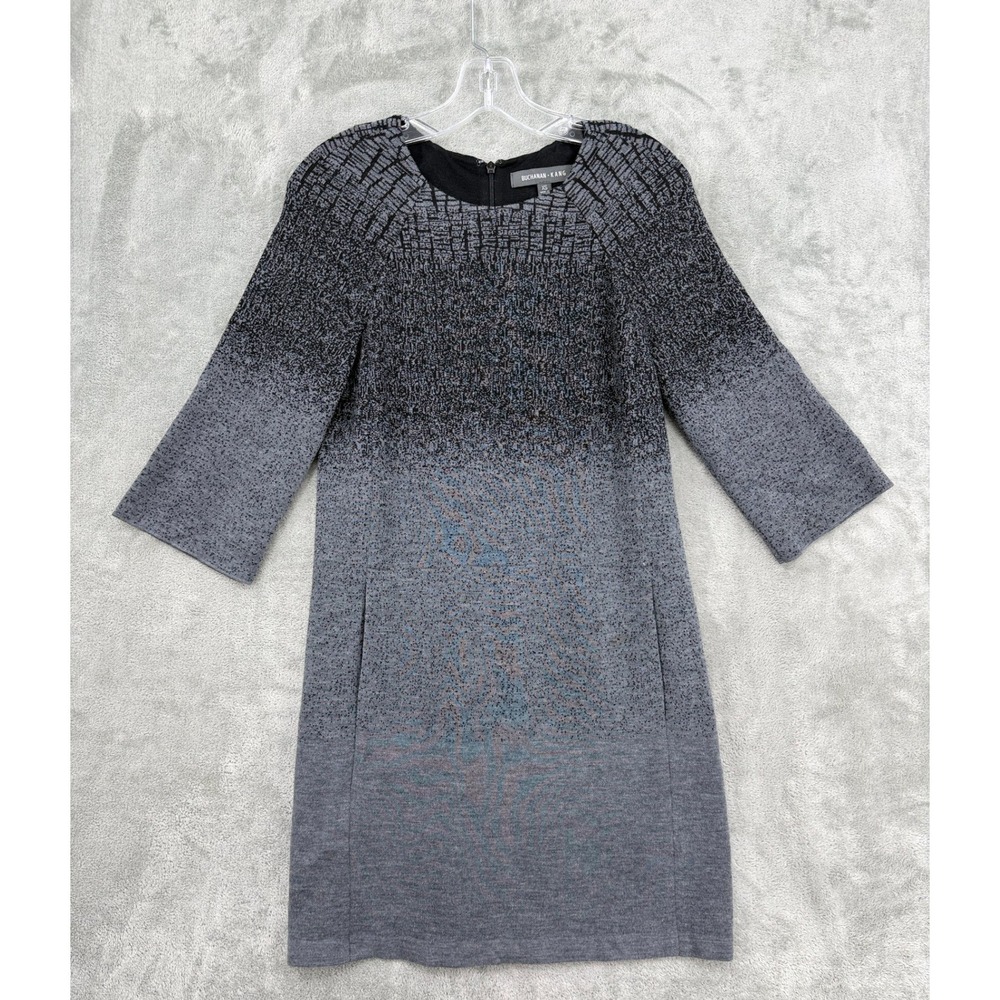 Buchanan Kang Dress Womens Size XS Gray Ombre Pockets Shift Quiet Luxury Wool